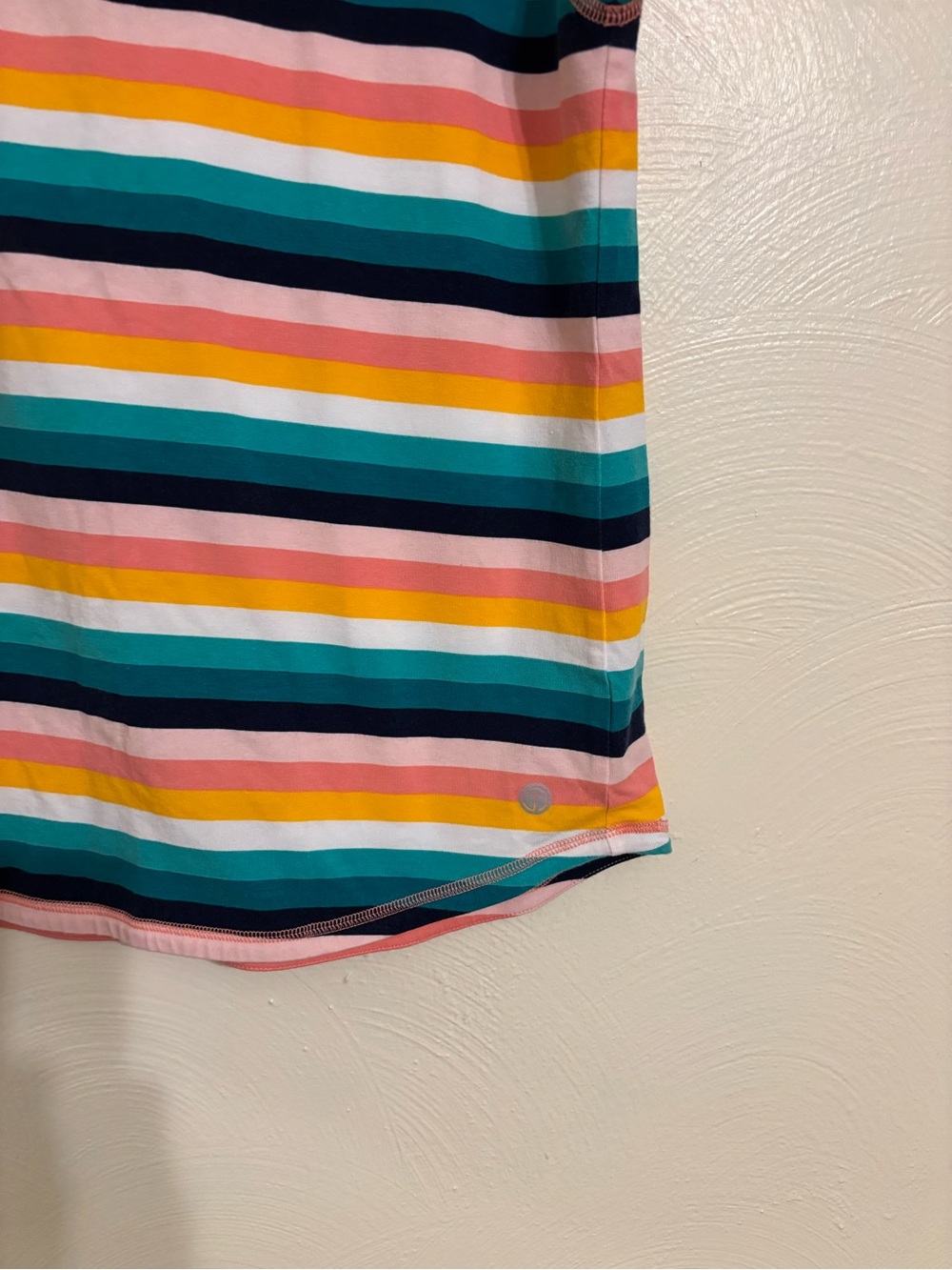T by Talbots Striped Criss Cross Back Tee Multicolor Cotton Modal Top L - Picture 7 of 8